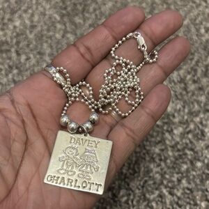 Lucy Ann Clements sterling silver pendant and necklace .925 engraved beads boy